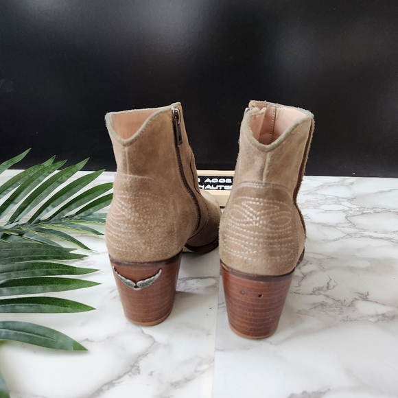 Zadig & Voltaire Molly Suede Western Style Booties - Picture 2 of 7